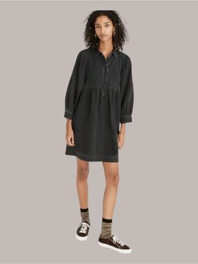 MADEWELL Women’s Size Small Denim Babydoll Shirtdress Charcoal Casual Dress